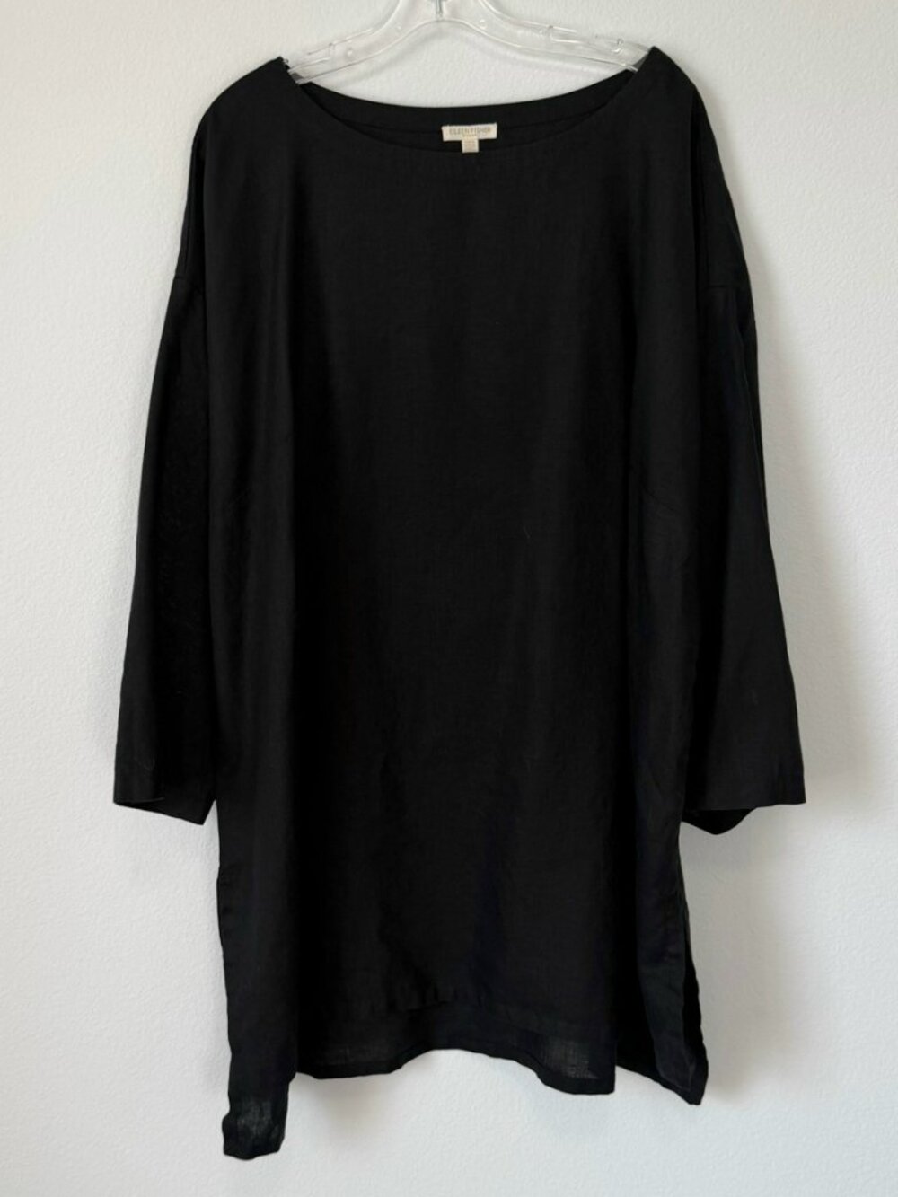 Eileen Fisher Black Relaxed Boatneck Tunic